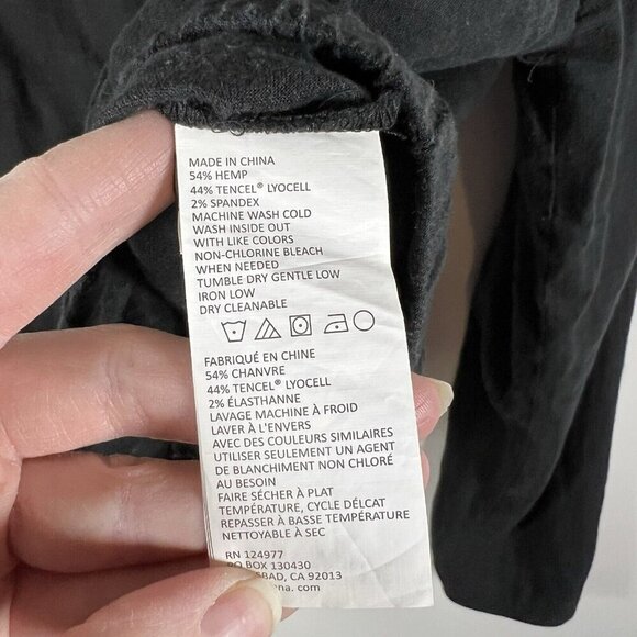 Prana Black‎ Button Up Light Weight Hemp Jacket Women’s Size Large Collared - Picture 7 of 9